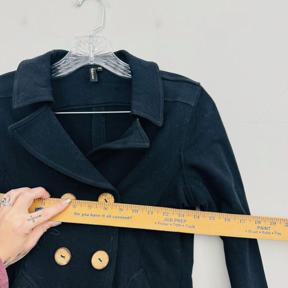Ambition Black Button Up Pea Coat Women’s Size Small Petite - Picture 4 of 7